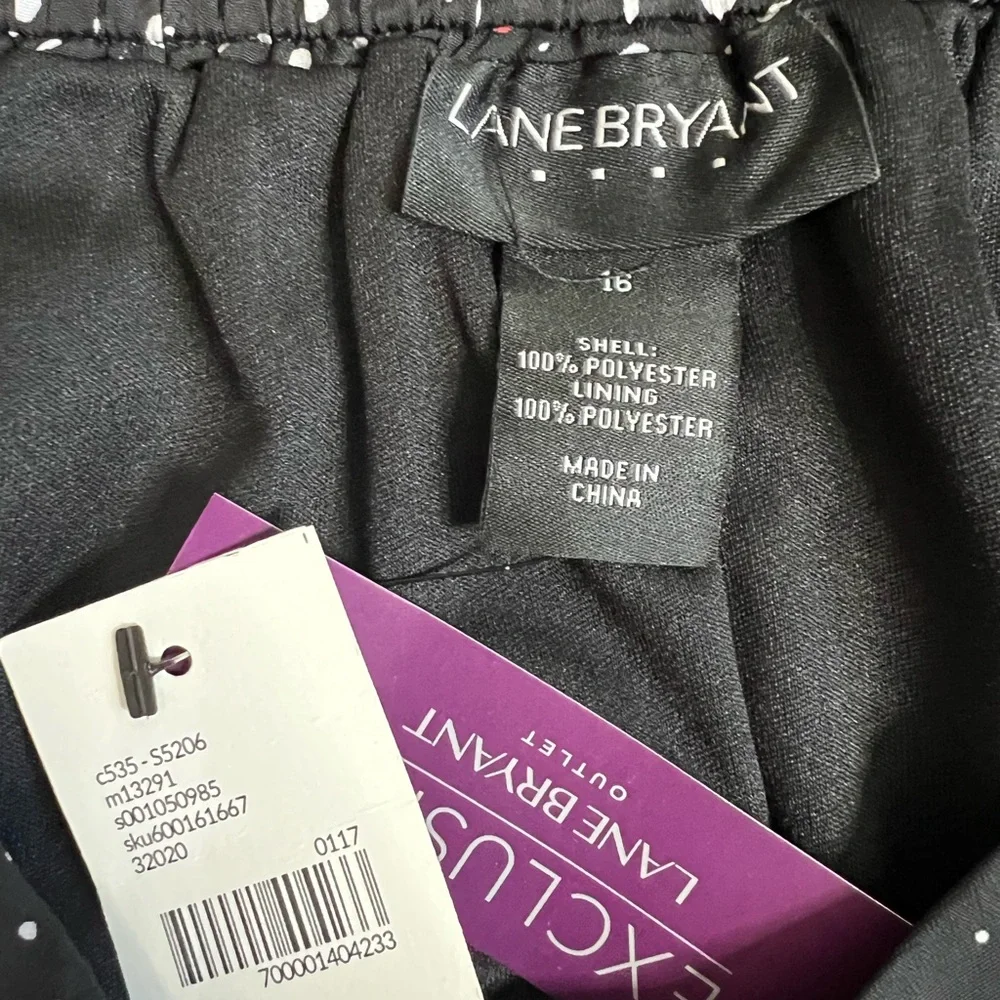 Lane Bryant black polka dot pleated skirt size‎ 16 artsy quirky business casual